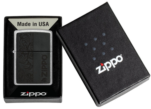 Zippo 46919 vžigalnik Elegant Black Leather Emblem