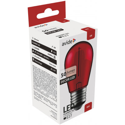 Avide 50440 Žarnica filament Decor rdeča LED 1W E27 S44 50 lm