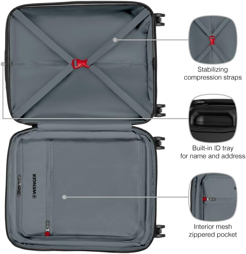 Kovček Wenger 612536 Prymo CarryOn, Trde Stranice, Črn, 36-43 L