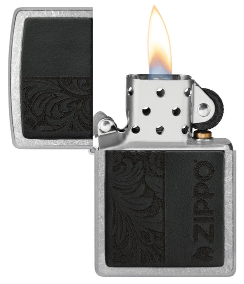 Zippo 46919 vžigalnik Elegant Black Leather Emblem