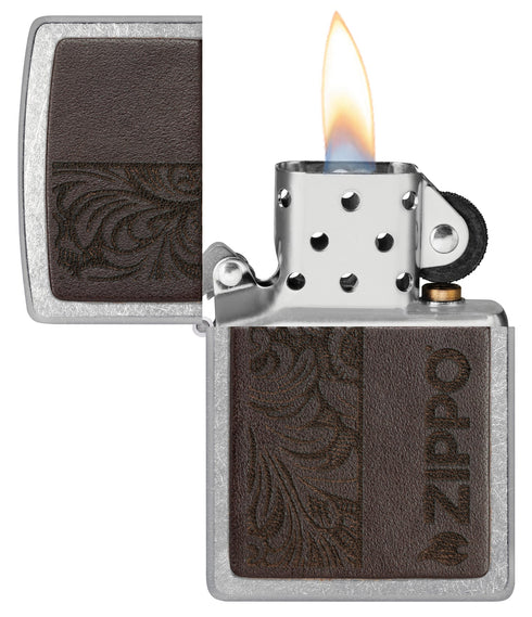 Zippo 46920 vžigalnik Elegant Brown Leather Emblem