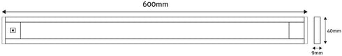 Svetilka Cabinet 9W LED SMD 4000K 900lm IP44 2X600x40x9mm Sensor ABLSCAB-60NW-BL2