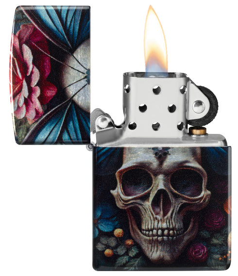 Zippo 46848 vžigalnik Floral Butterfly Skull