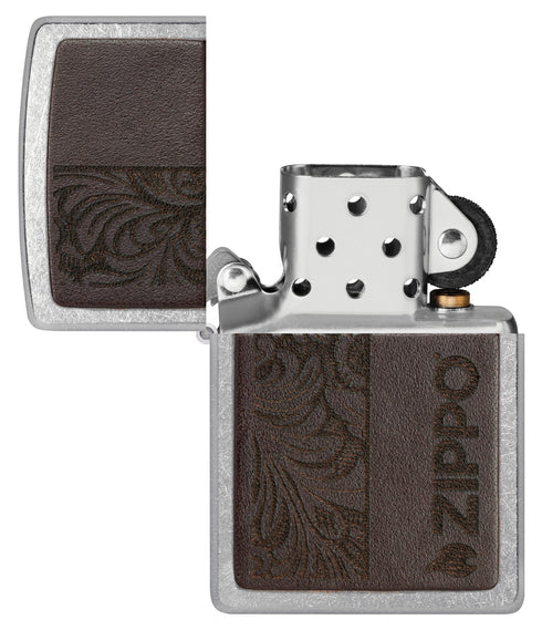 Zippo 46920 vžigalnik Elegant Brown Leather Emblem