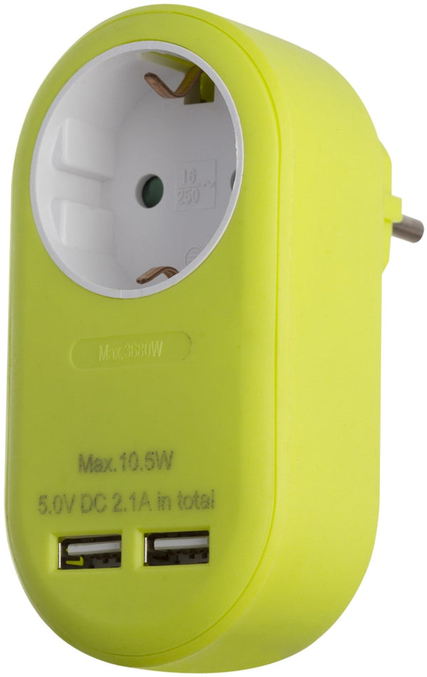 Entac 985428 Razdelilec 1x 16A 2x USB Limeta