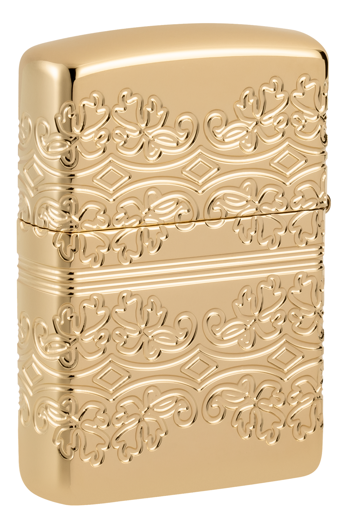 Zippo 46301 vžigalnik Armor Elegant Golden Clover, High Polish Gold Plate