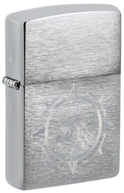 Zippo 47455 vžigalnik Mountains Compass, Brushed Chrome