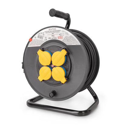 Podaljšek na kolutu 4-vtični 40m črn 3G2.5 IP44 ESCR44G4-40