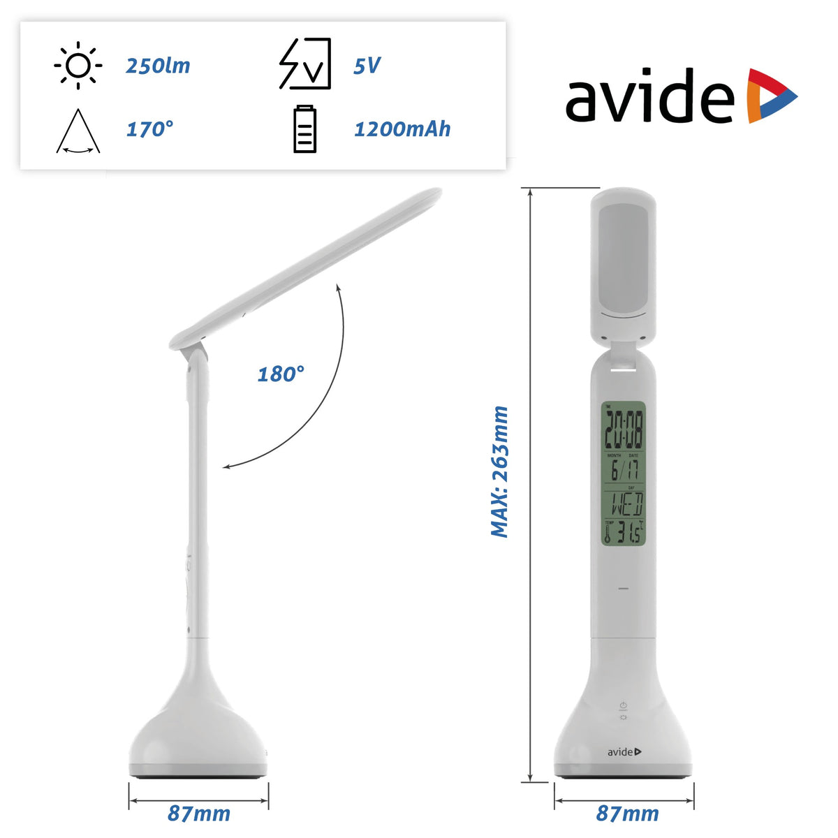 Avide 287620 Namizna svetilka Calendar RGB LED 4W NW 250 lm